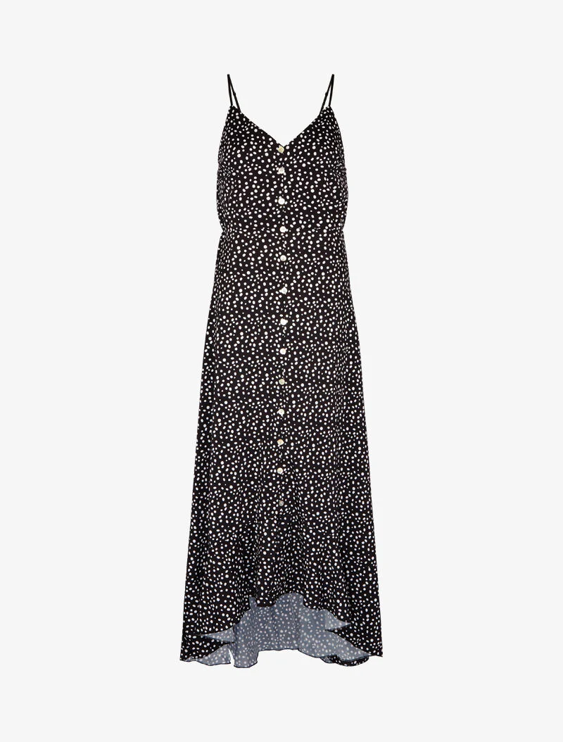 Robe à basque asymétrique imprimé à pois - noir - Image 2