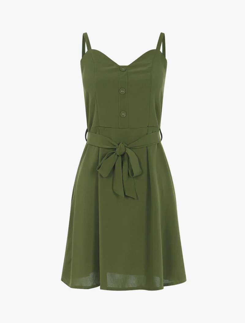 Robe à boutonnière décorative - kaki