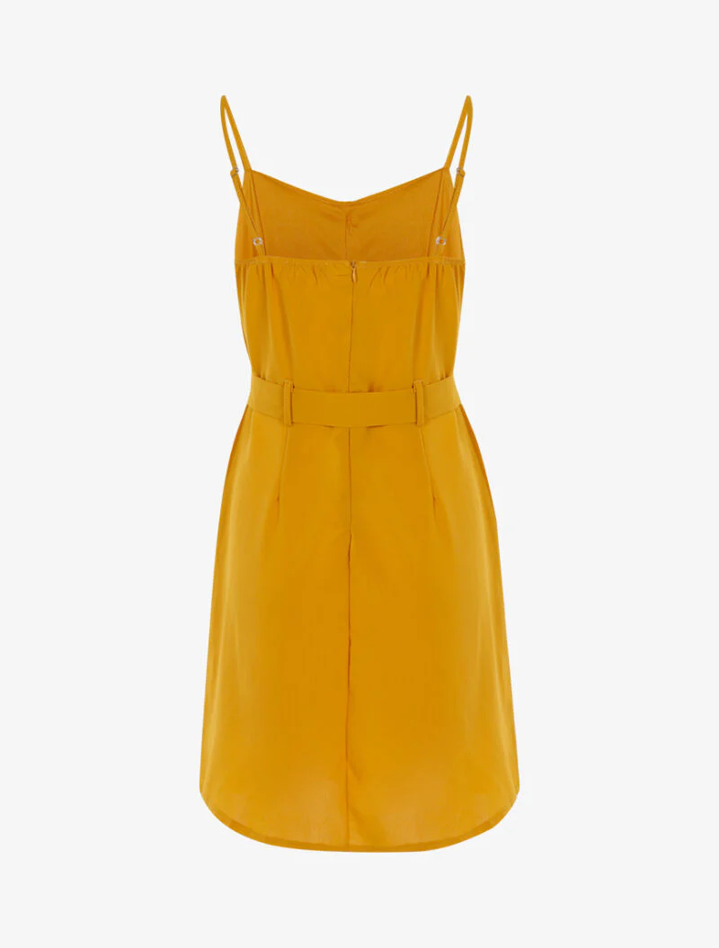 Robe à boutonnière et fronces - jaune - Image 2