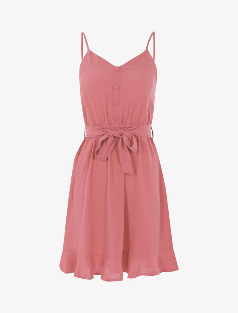 Robe à boutons décoratifs - rose