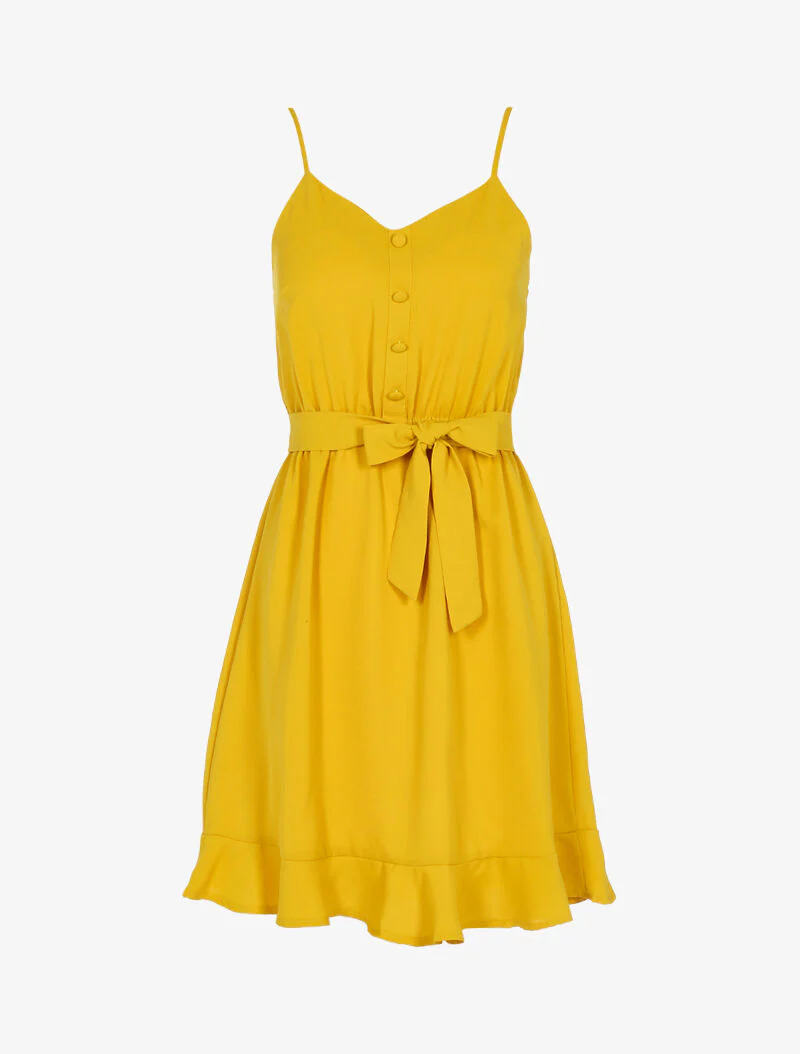 Robe à boutons décoratifs - jaune