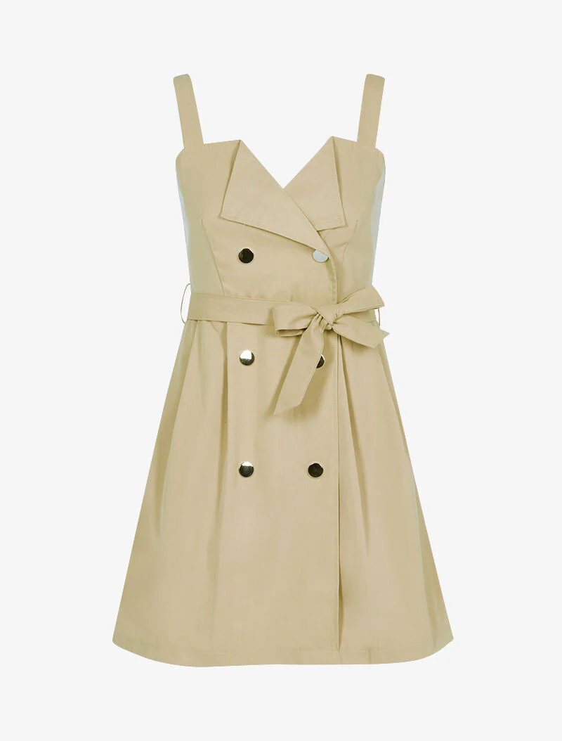 Robe à boutons décoratifs - beige