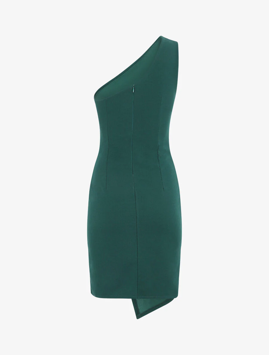 Robe à bretelles asymétriques effet drapé - Vert sapin - Image 3