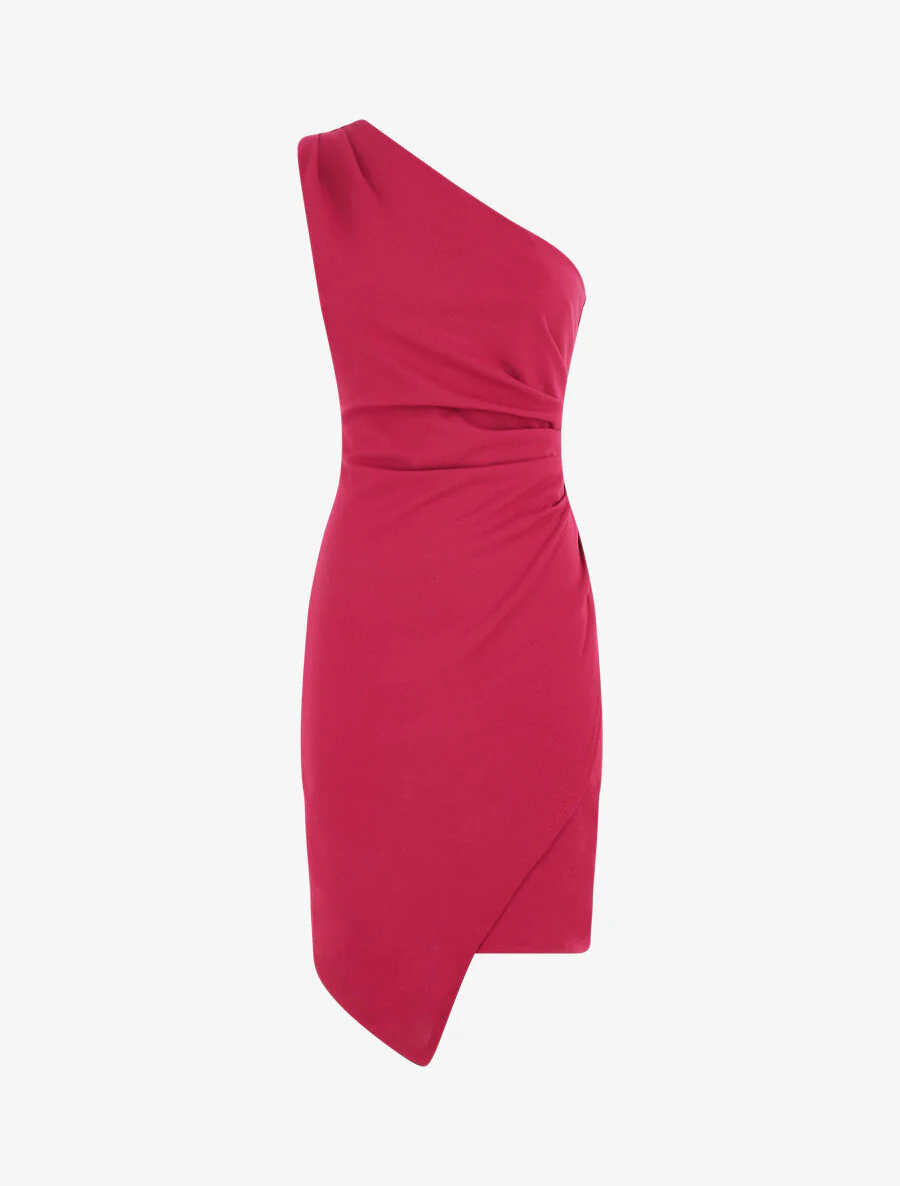 Robe à bretelles asymétriques effet drapé - Mauve