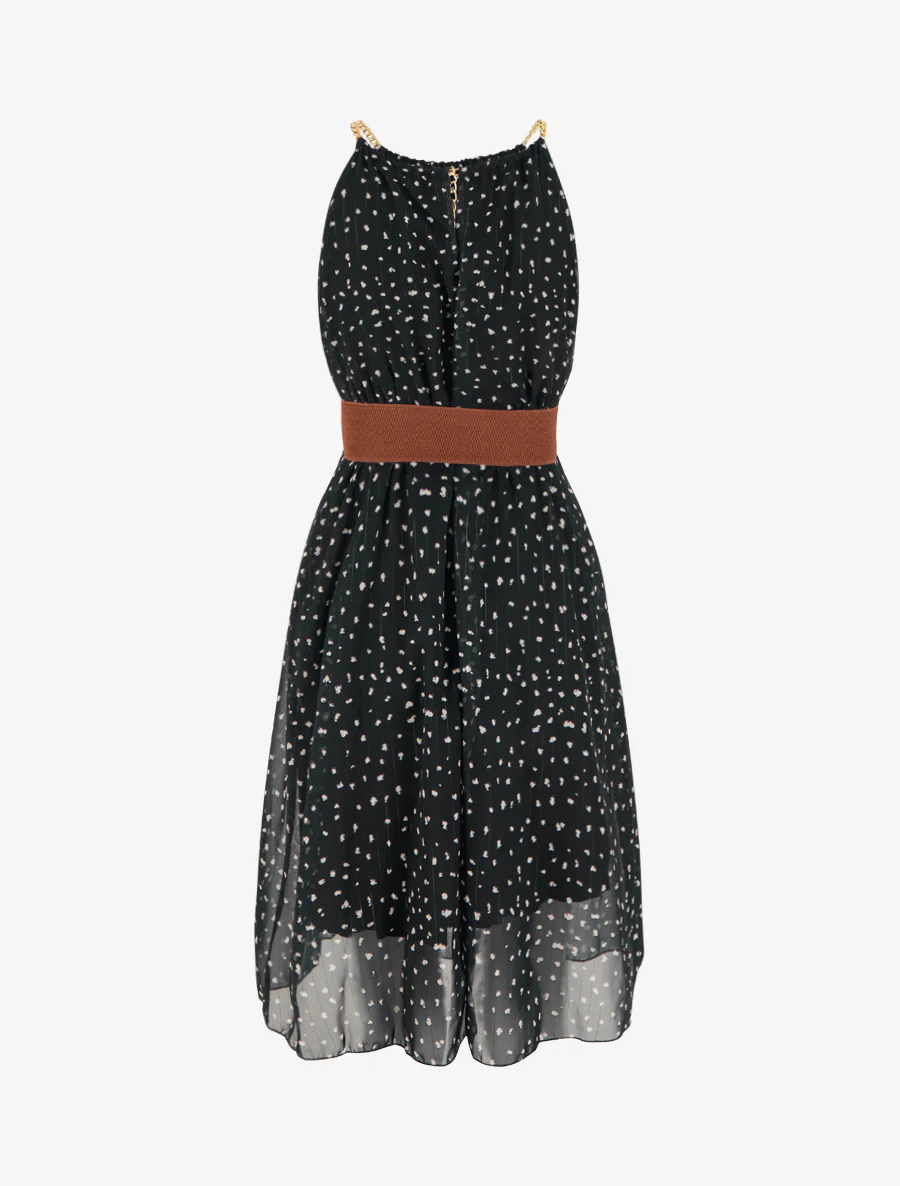 Robe à bretelles chaînes imprimé moucheté - Noir - Image 2