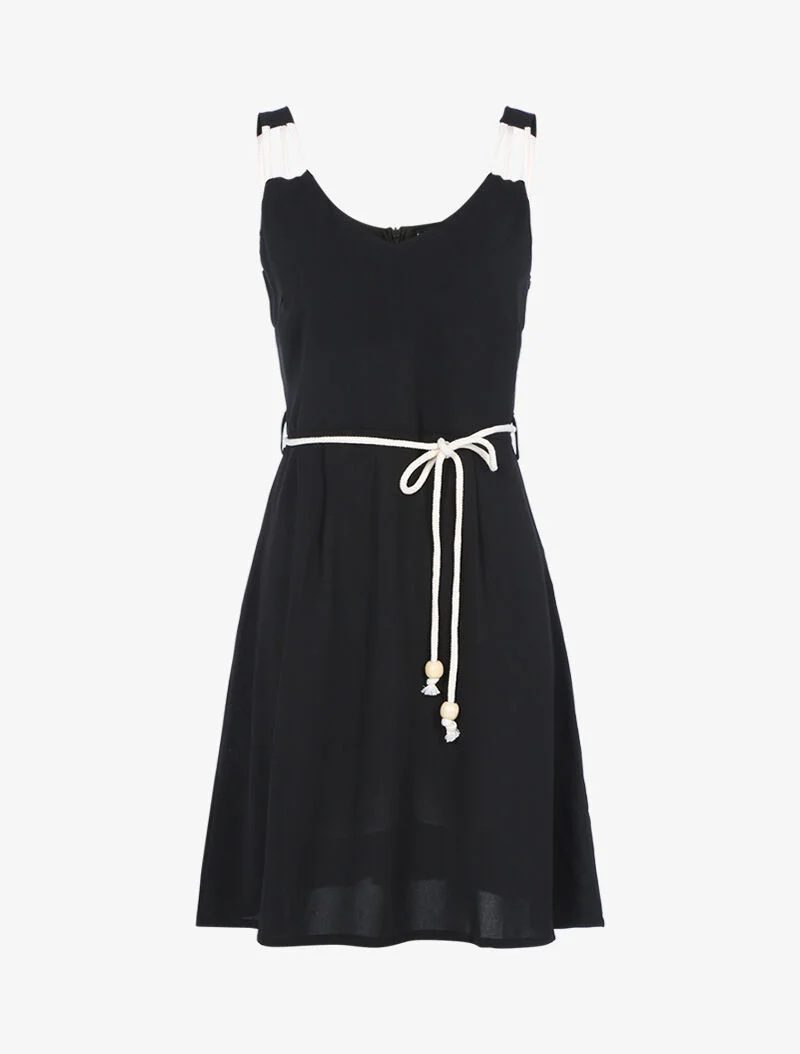 Robe à bretelles style corde - noir