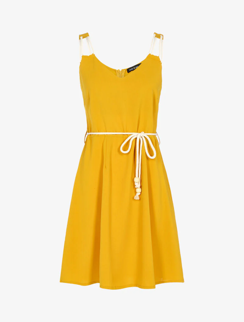 Robe à bretelles style corde - jaune