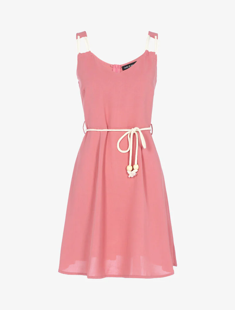 Robe à bretelles style corde - rose