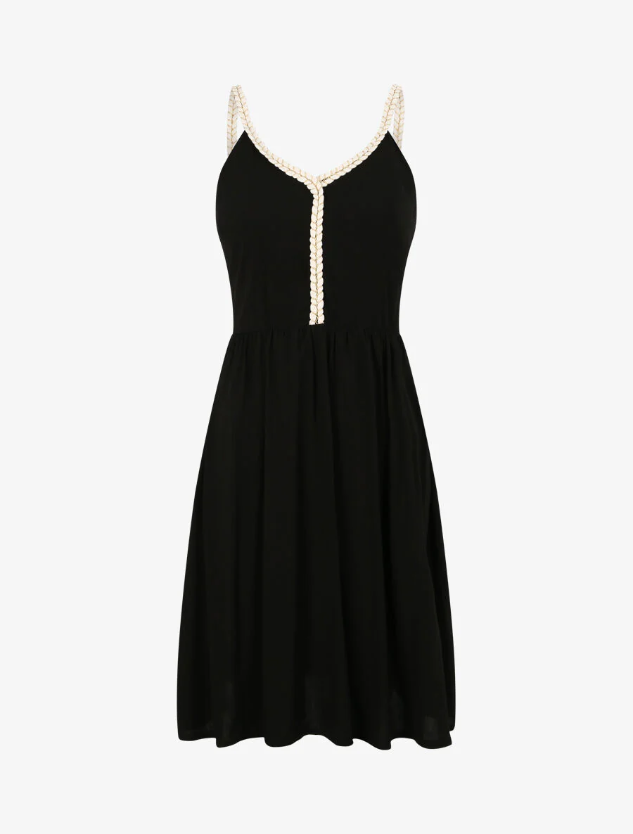 Robe à bretelles style cordes - Noir