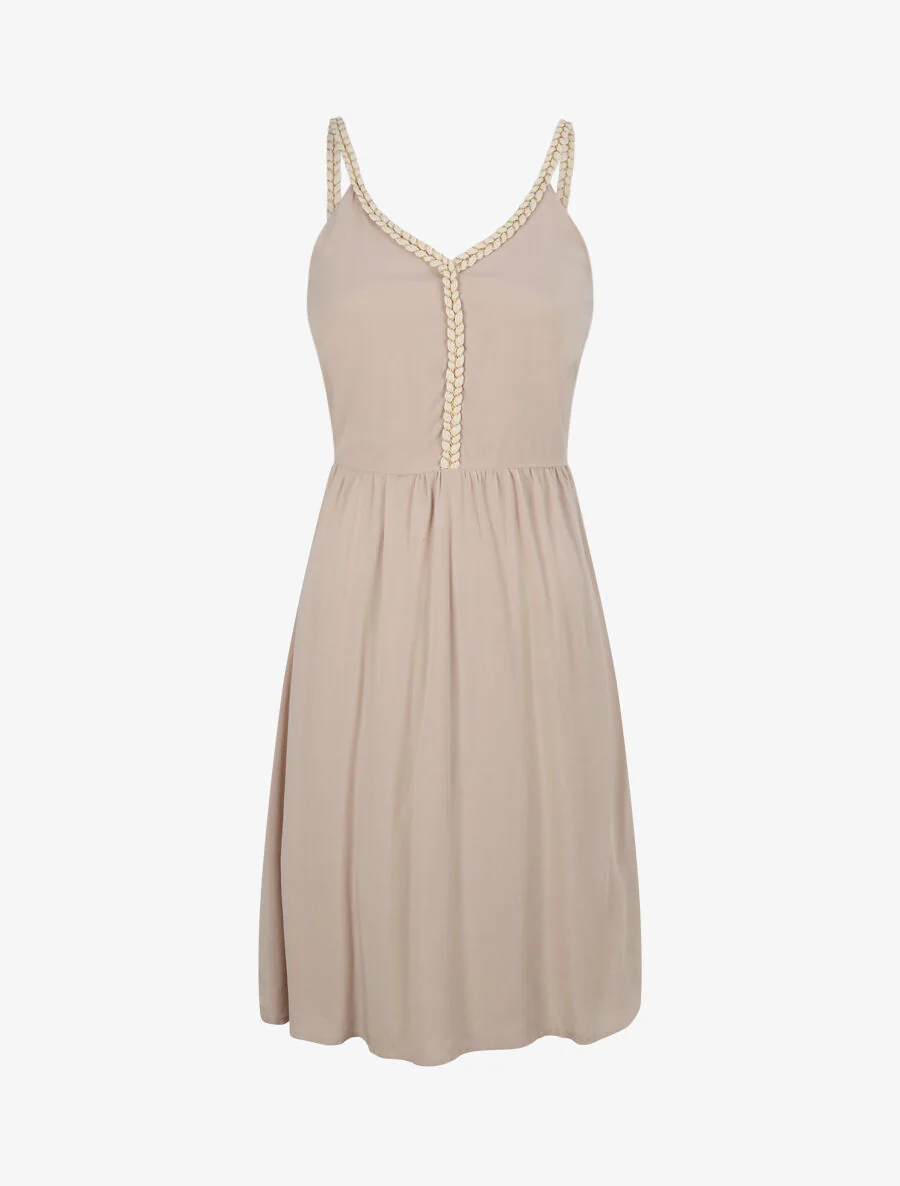 Robe à bretelles style cordes - Beige