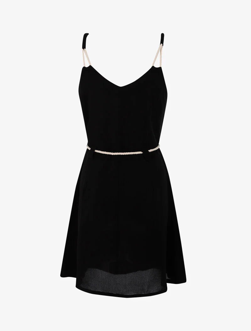 Robe à bretelles style cordes - noir - Image 2