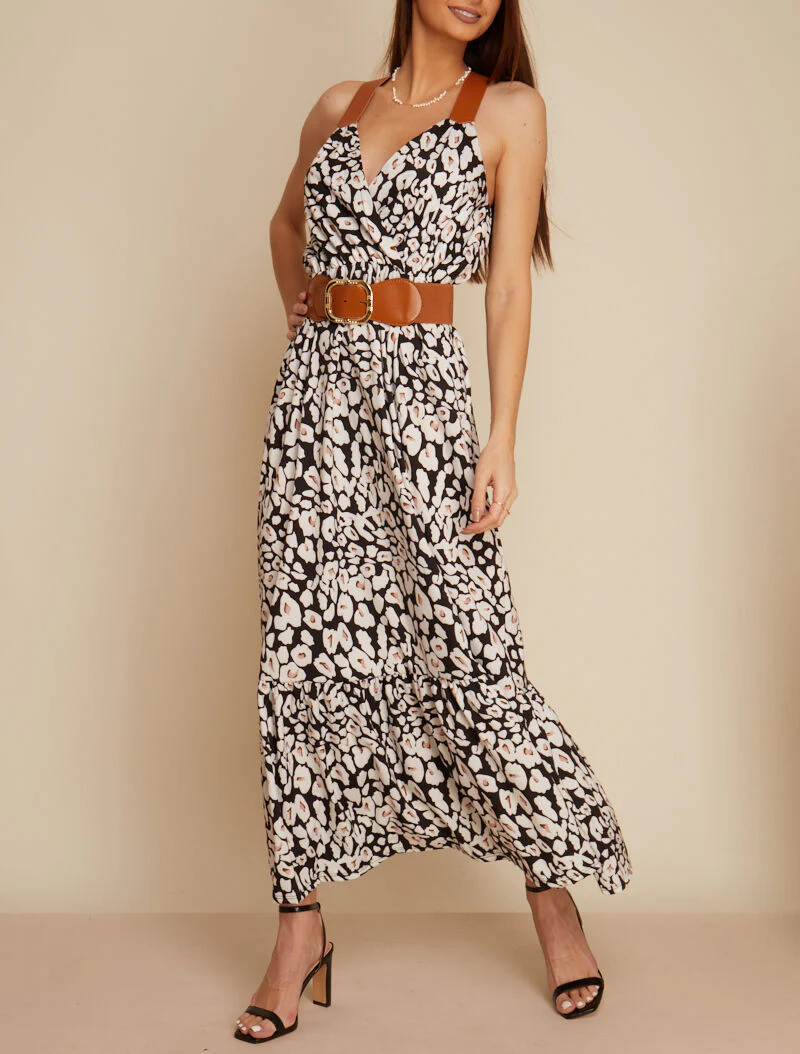 Robe à bretelles style sangles en simili - noir - Image 3