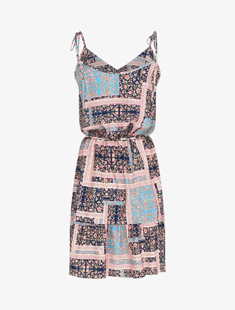 Robe à buste bouffant imprimé baroque - marine - Image 2