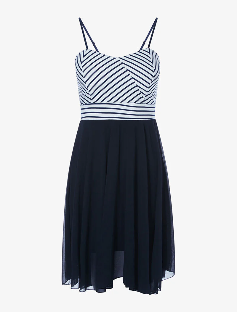 Robe à buste inspiration marinière - marine