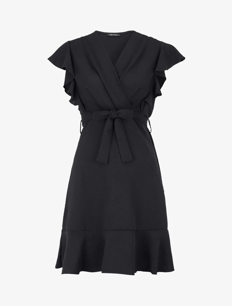 Robe à buste plissé cache coeur - noir