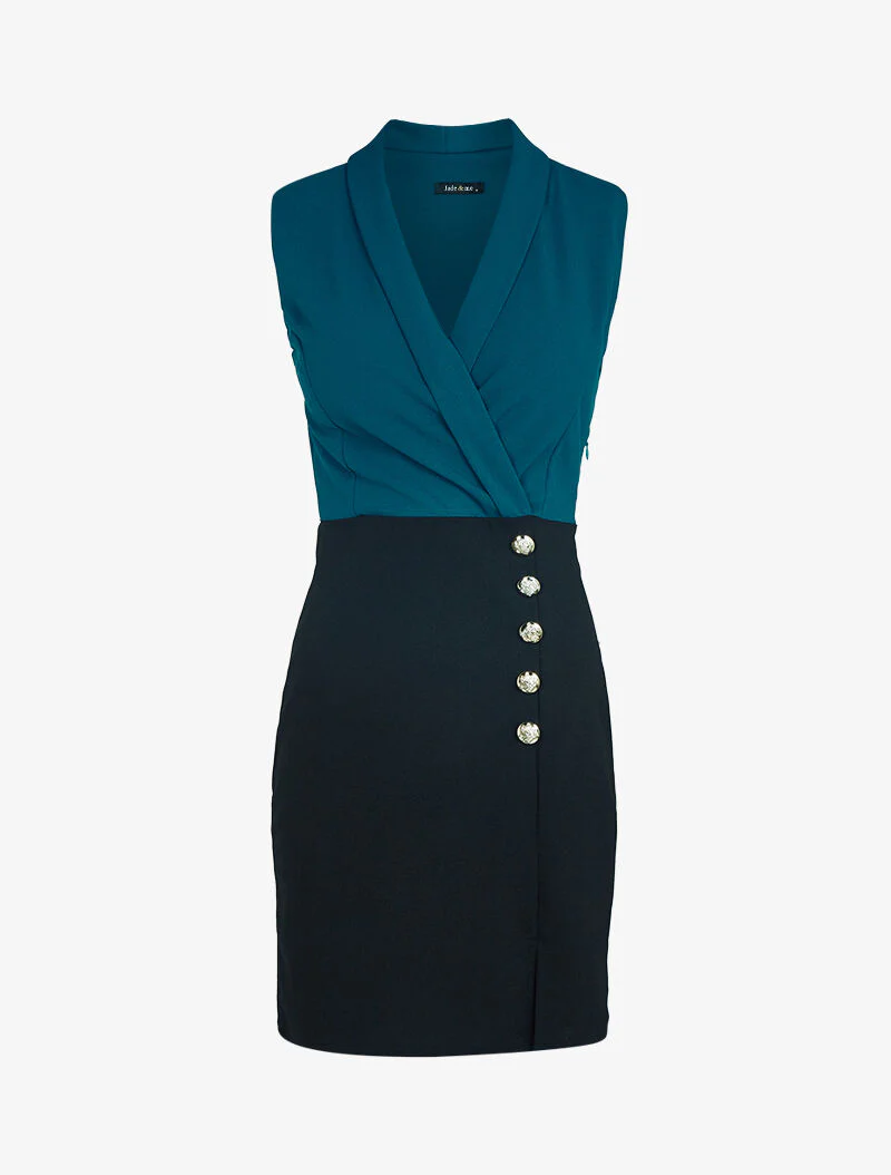 Robe à buste style tailleur - Bleu pétrole