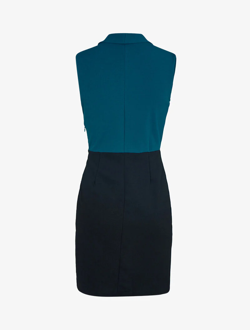 Robe à buste style tailleur - Bleu pétrole - Image 2