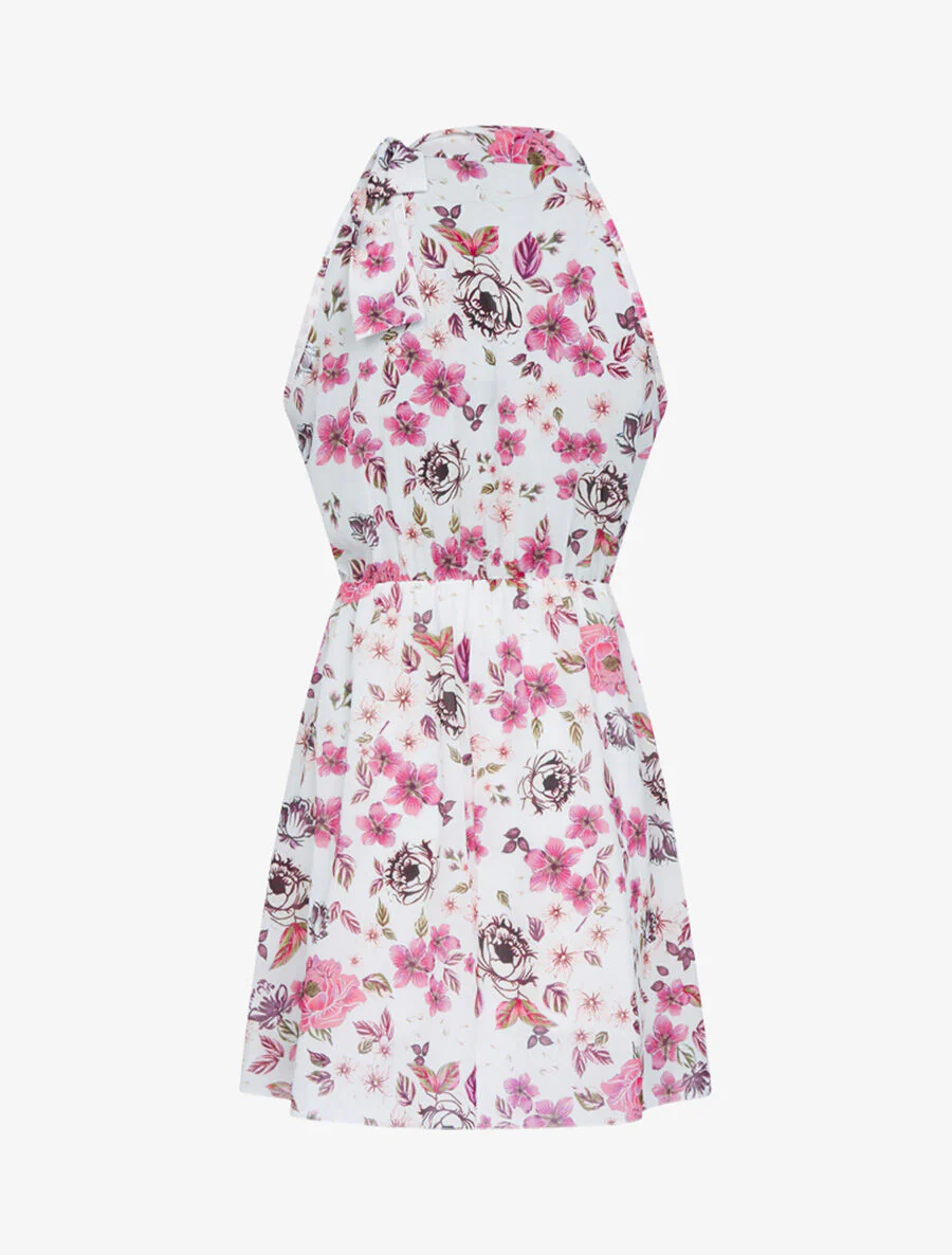 Robe à col americain et fleurs - Rose - Image 2