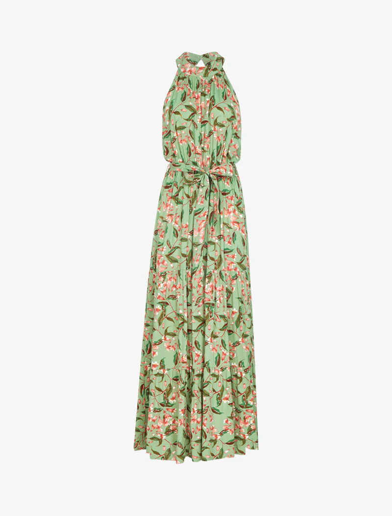 Robe à col americain et imprimé floral - vert