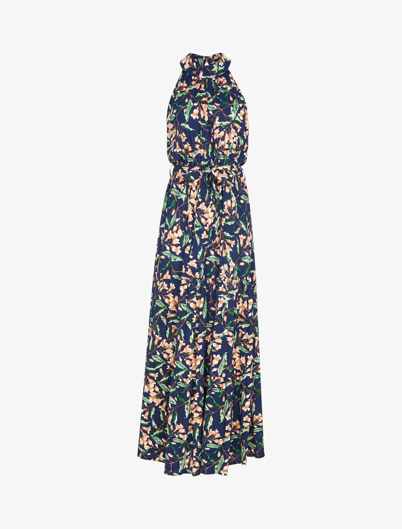 Robe à col americain et imprimé floral - marine