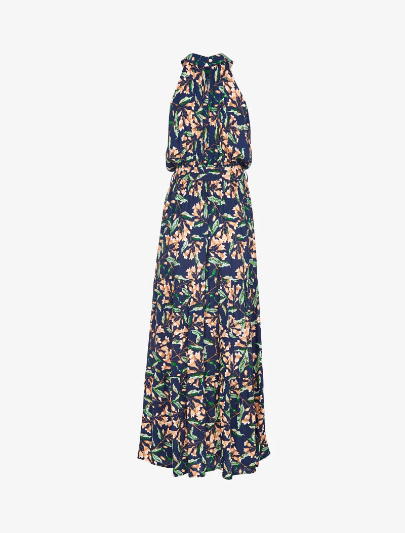 Robe à col americain et imprimé floral - marine - Image 2