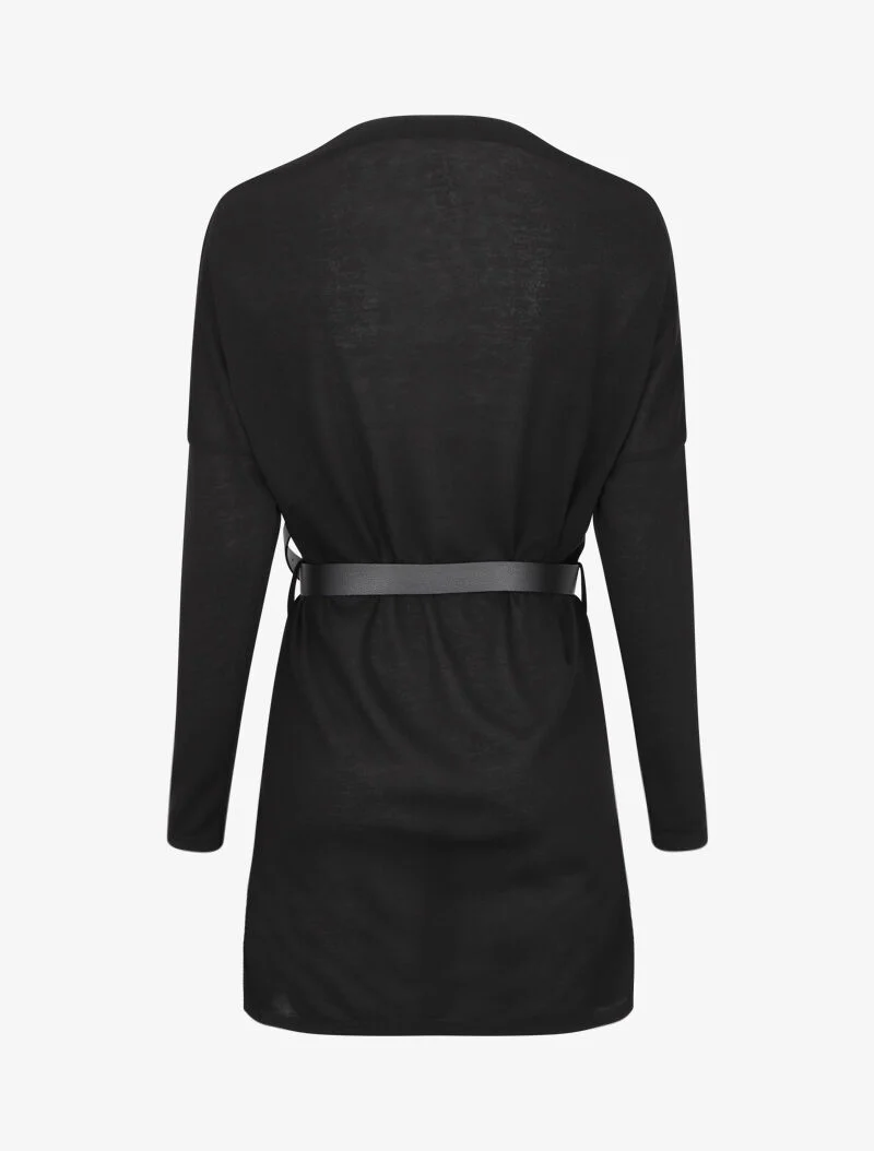 Robe à col bénitier et manches dolman - Noir - Image 2