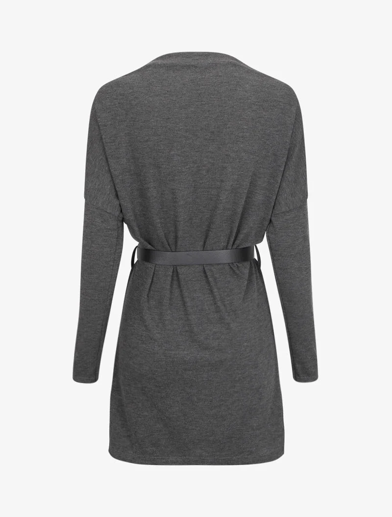 Robe à col bénitier et manches dolman - Gris foncé - Image 2