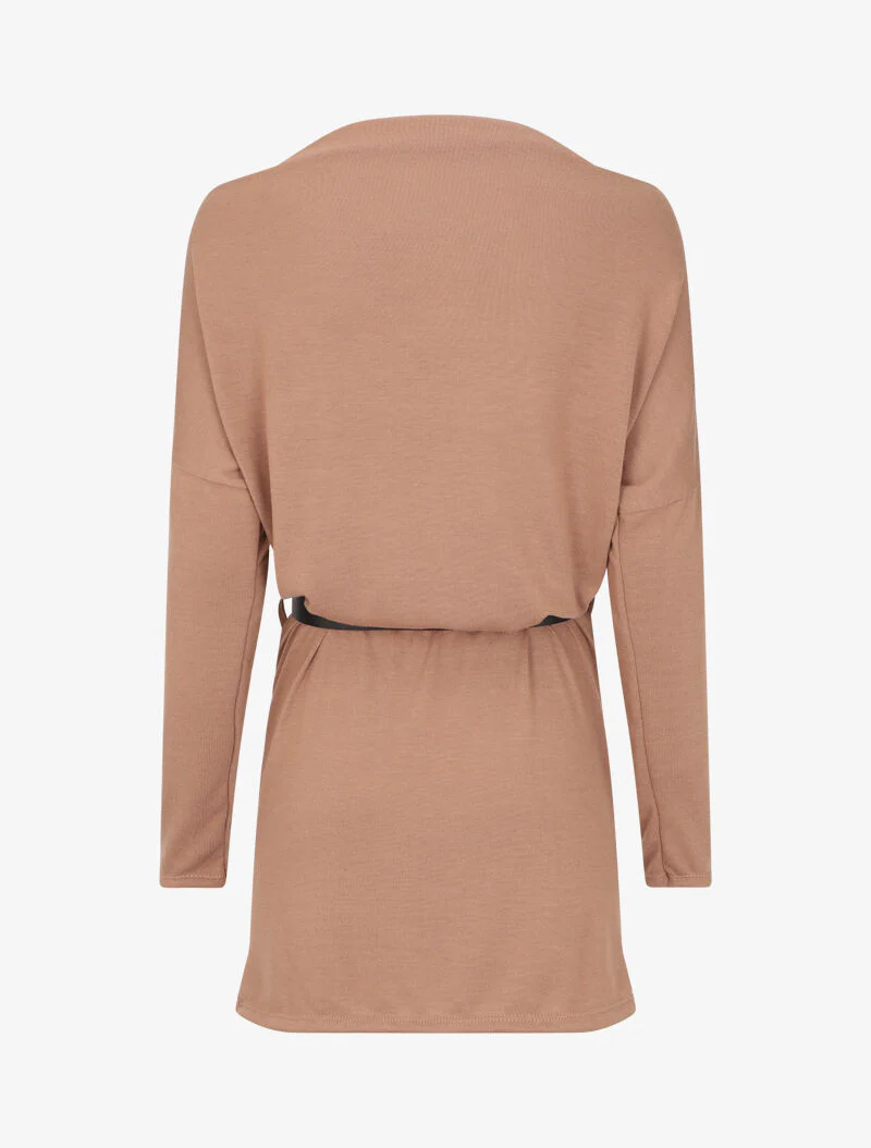 Robe à col bénitier et manches dolman - Camel - Image 2