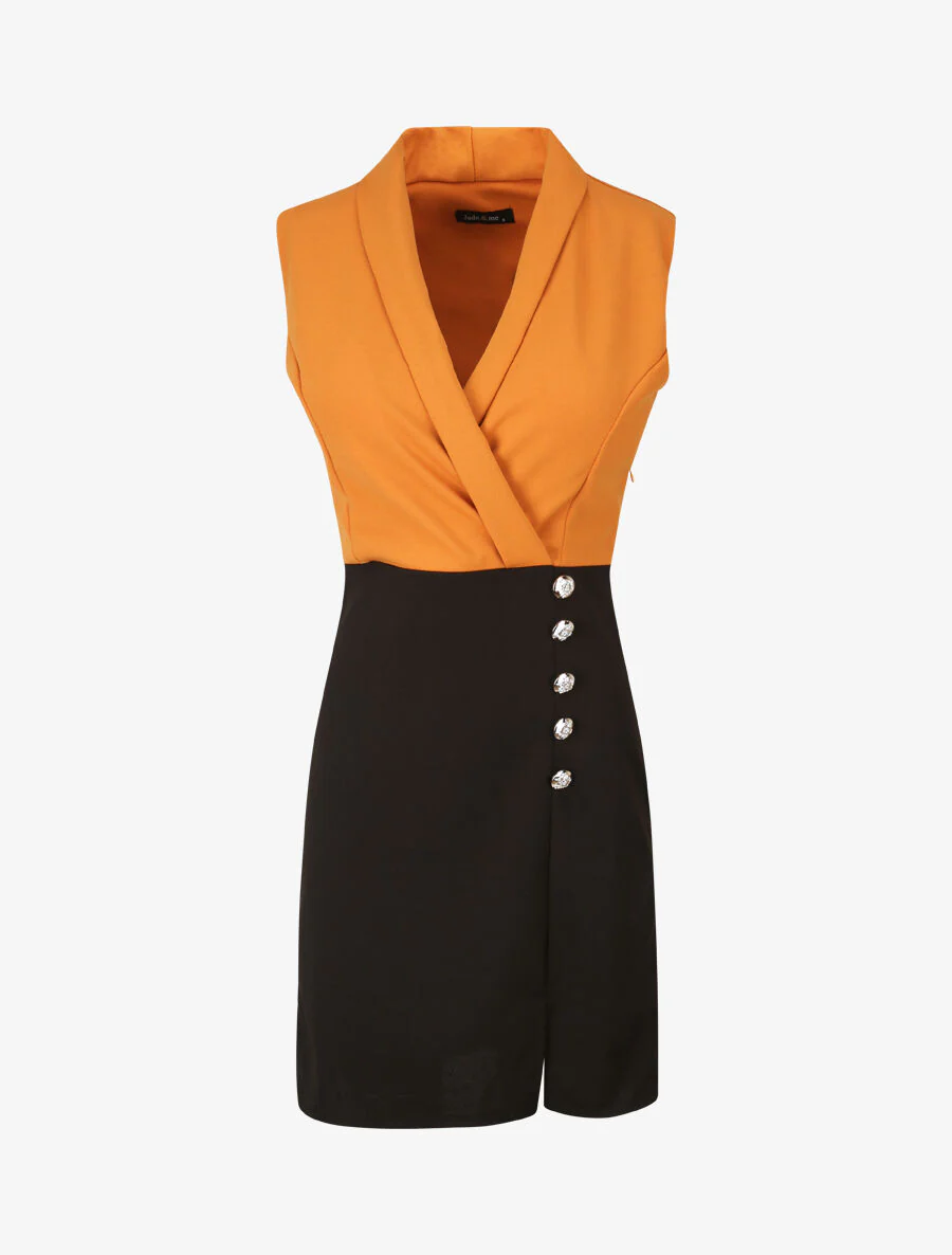 Robe à col cache-coeur et bords fendu - Orange