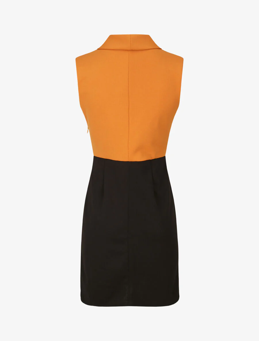 Robe à col cache-coeur et bords fendu - Orange - Image 2