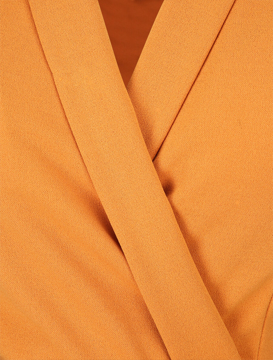 Robe à col cache-coeur et bords fendu - Orange - Image 3