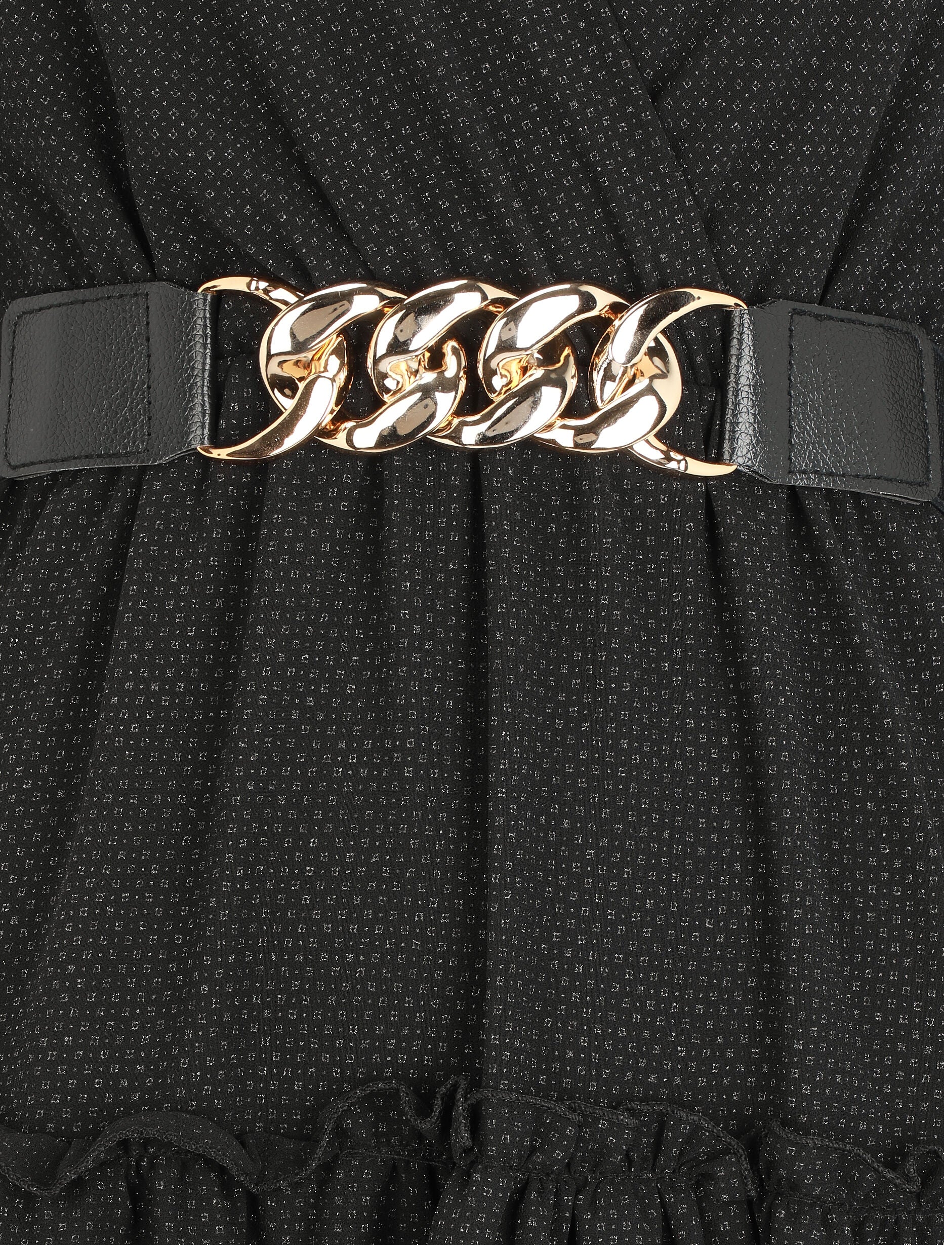 Robe à col cache-coeur volantée - Noir - Image 3