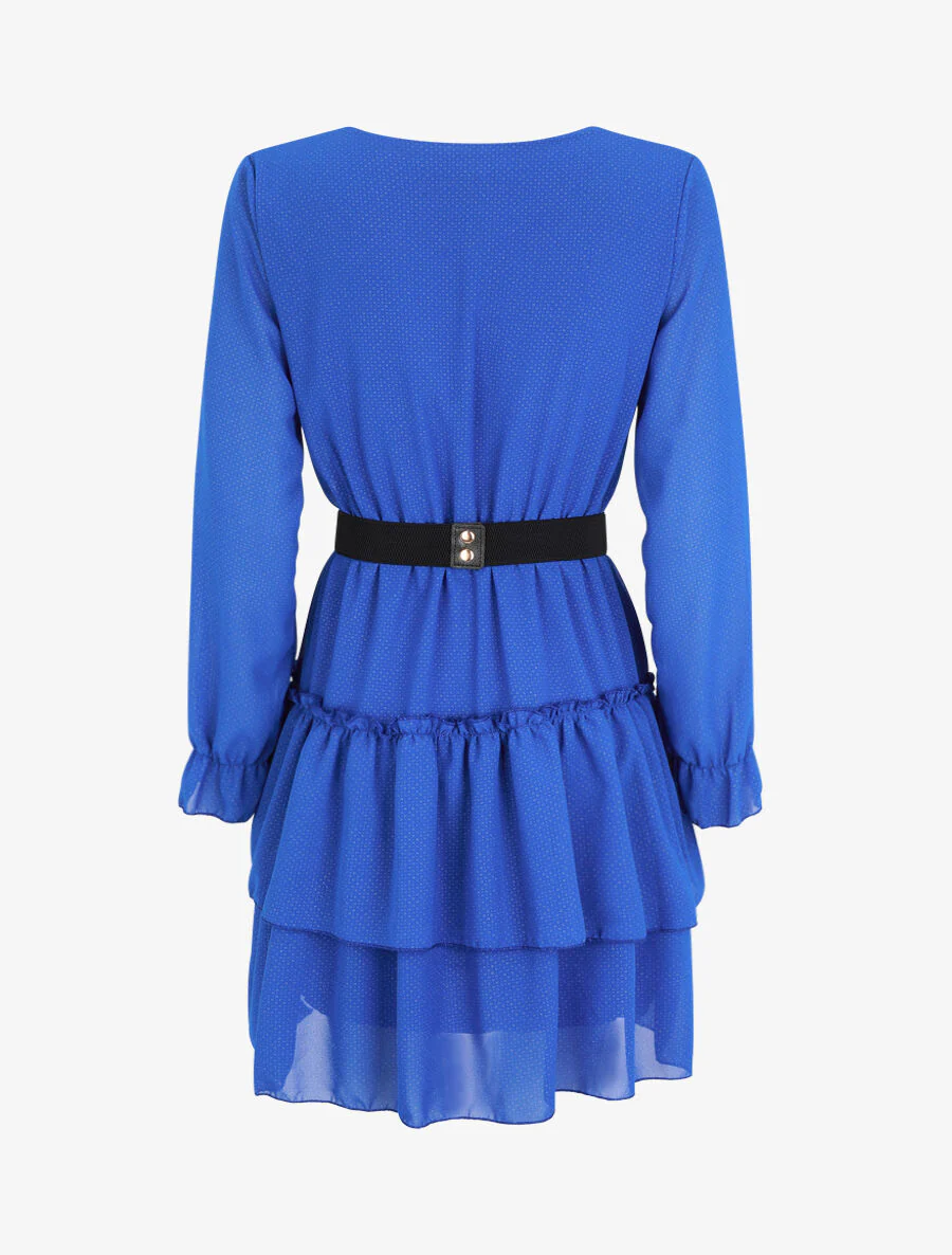 Robe à col cache-coeur volantée - Bleu roi - Image 2