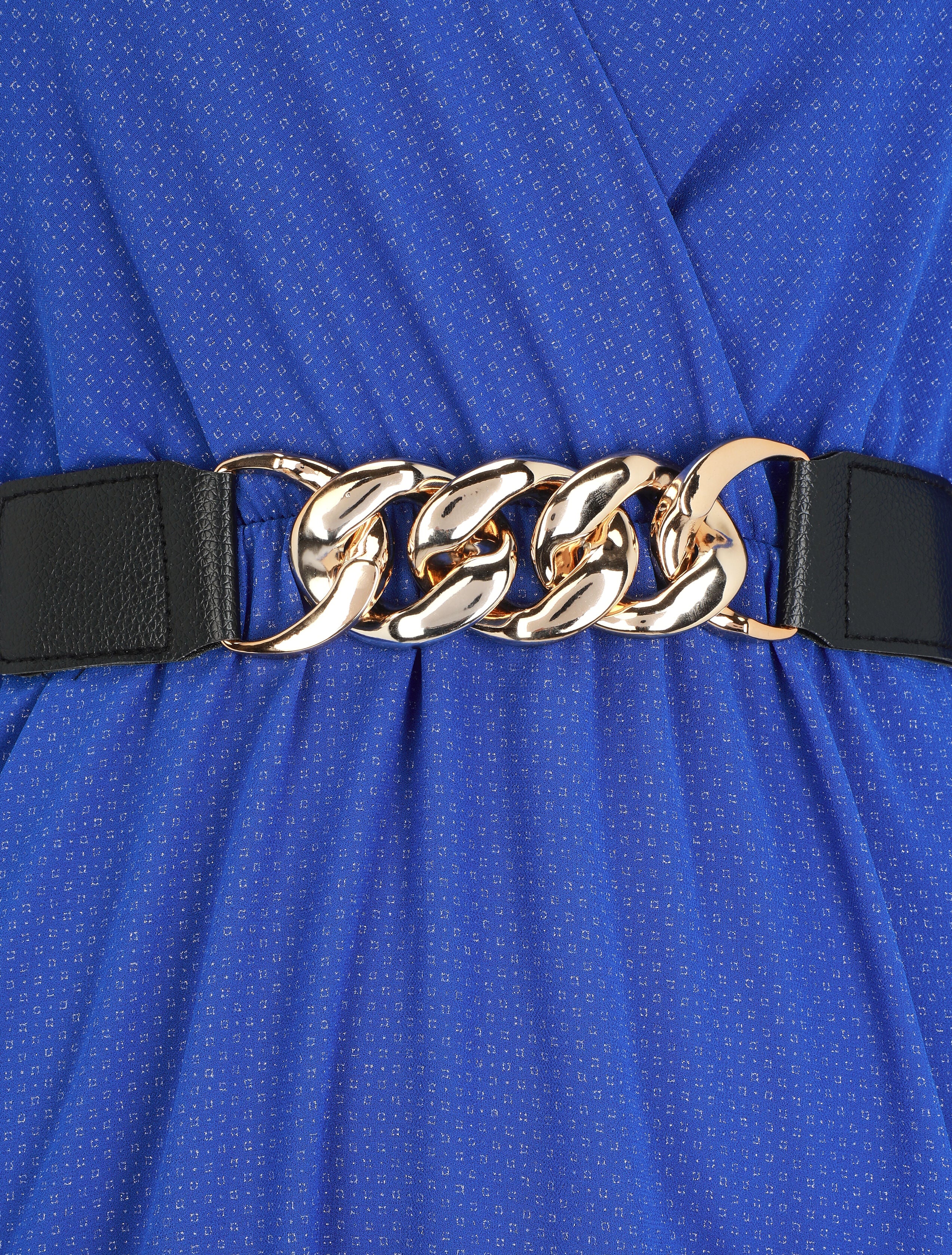 Robe à col cache-coeur volantée - Bleu roi - Image 3