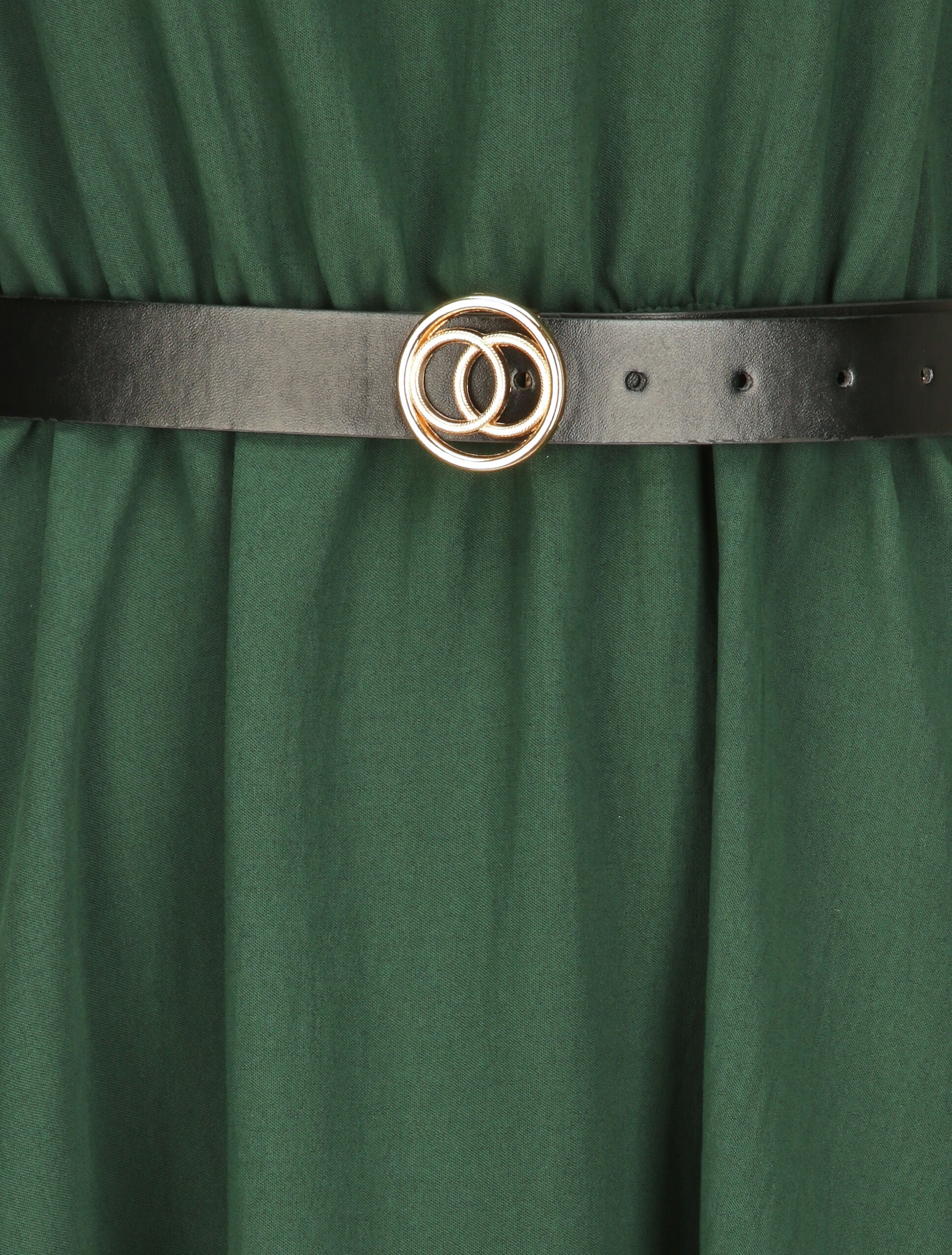 Robe à col lavallière et mancherons volantés - Vert émeraude - Image 3