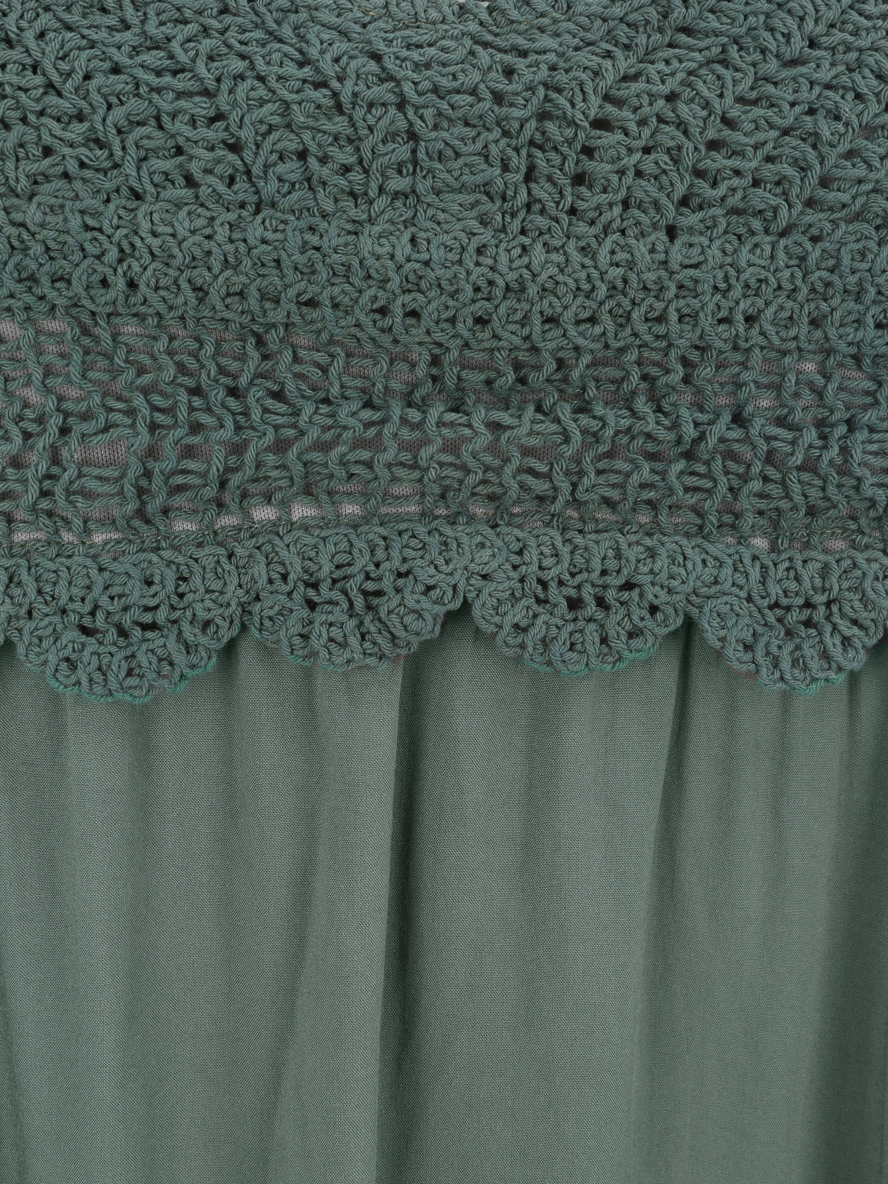Robe à col V à détail crochet - Kaki - Image 3