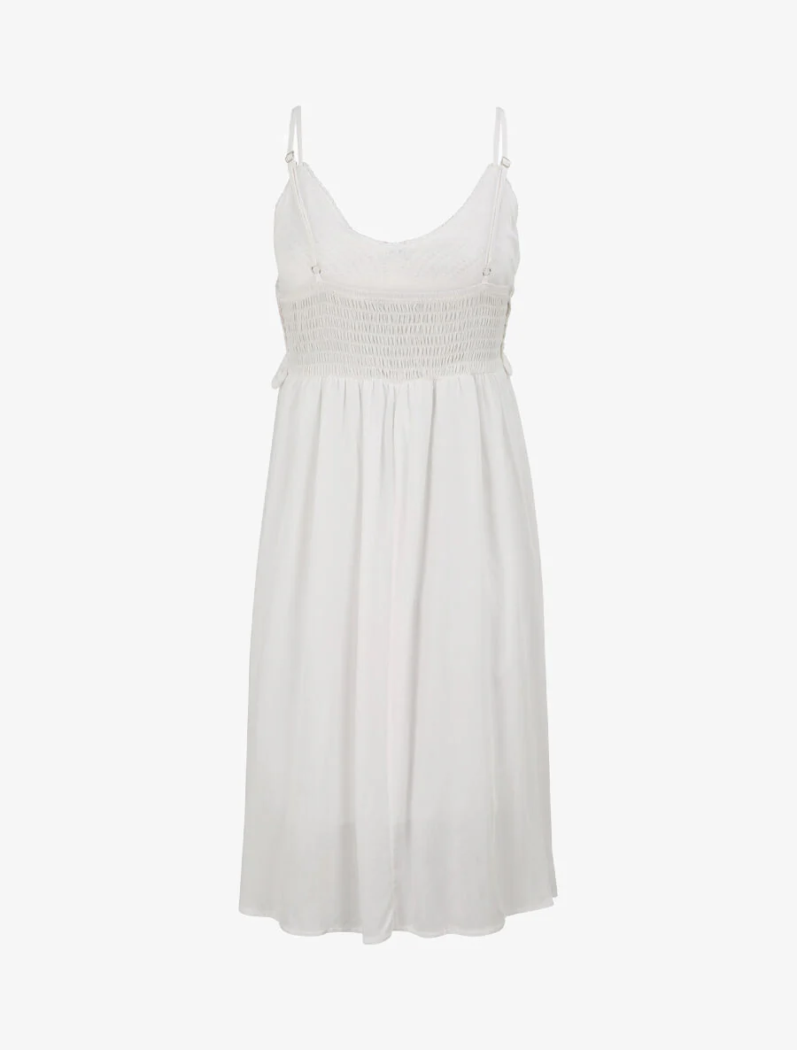Robe à col V à détail crochet - Blanc - Image 2