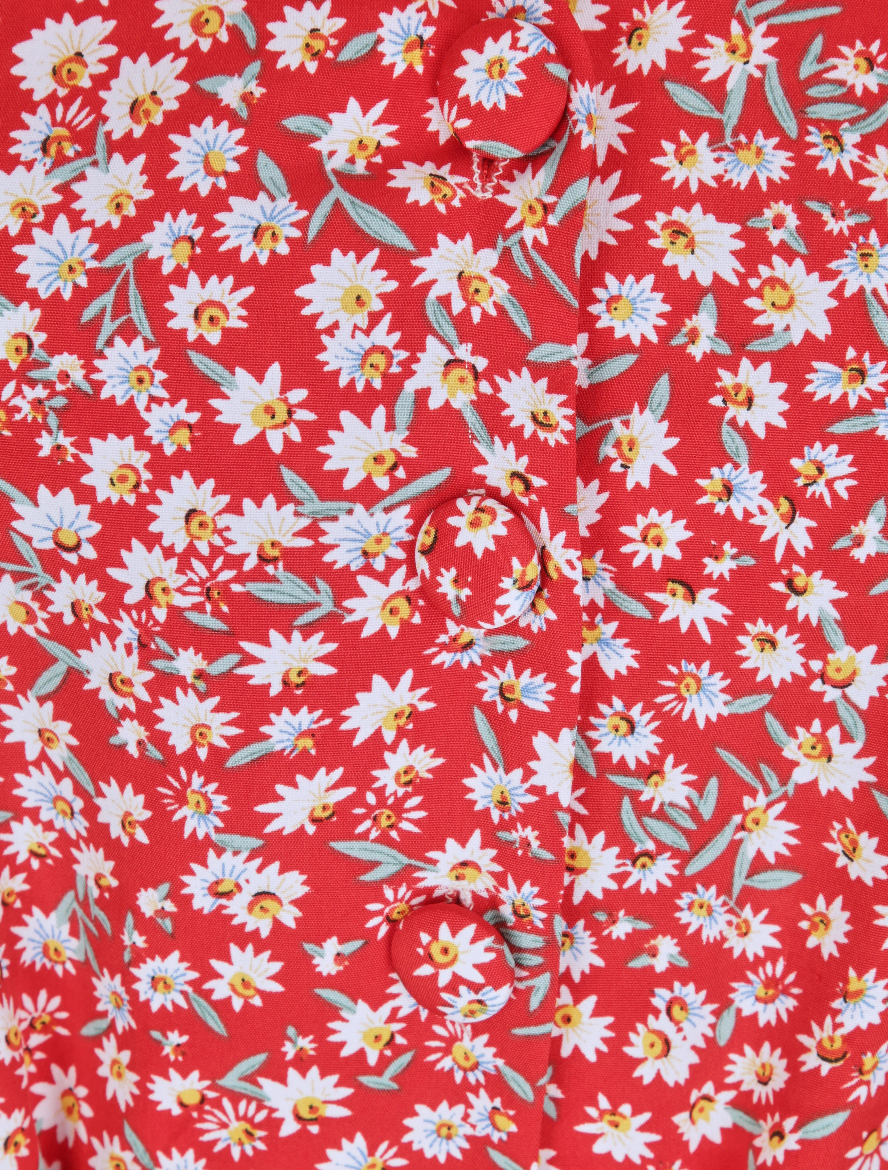 Robe à col V boutonné - Rouge - Image 3