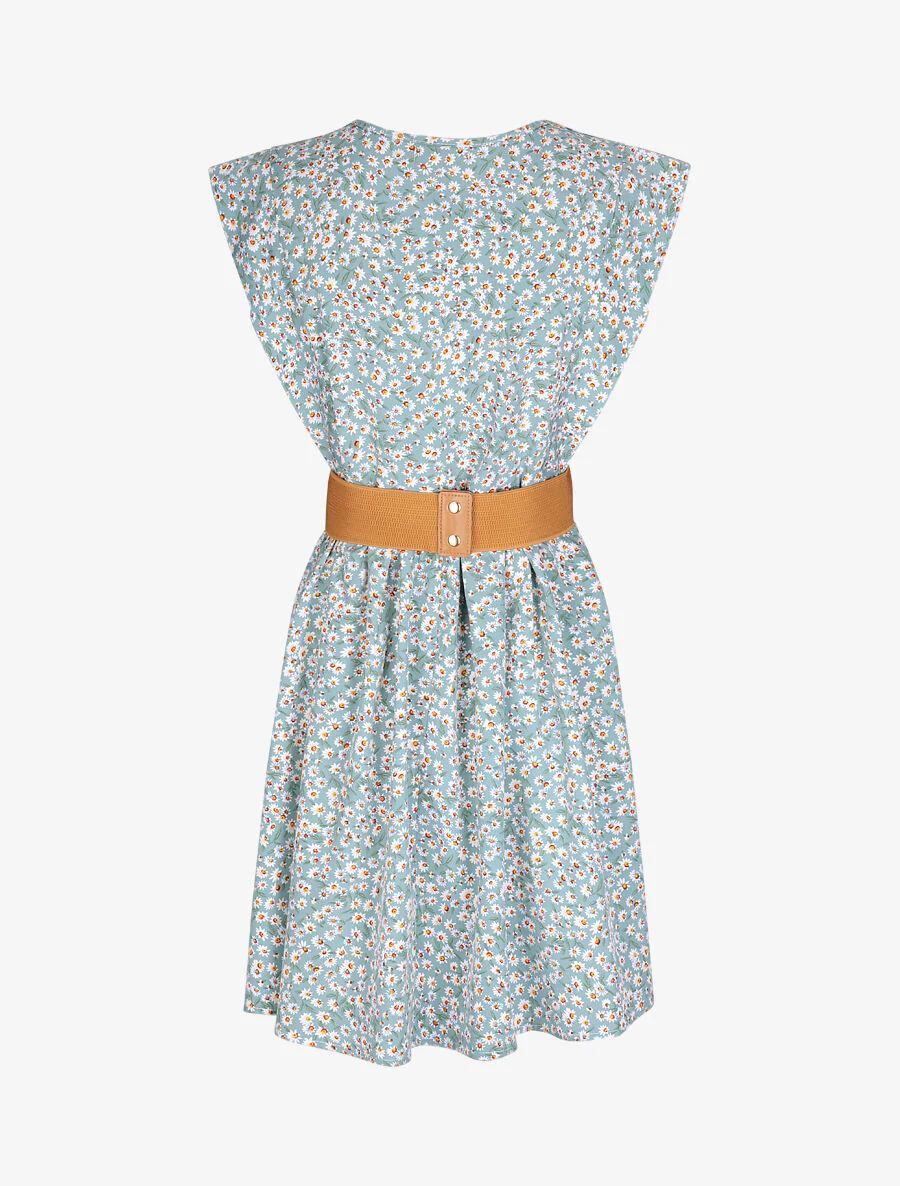 Robe à col V boutonné - Vert d'eau - Image 2