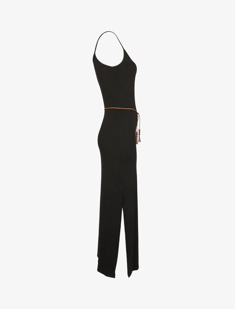Robe à côtés fendus - noir - Image 3