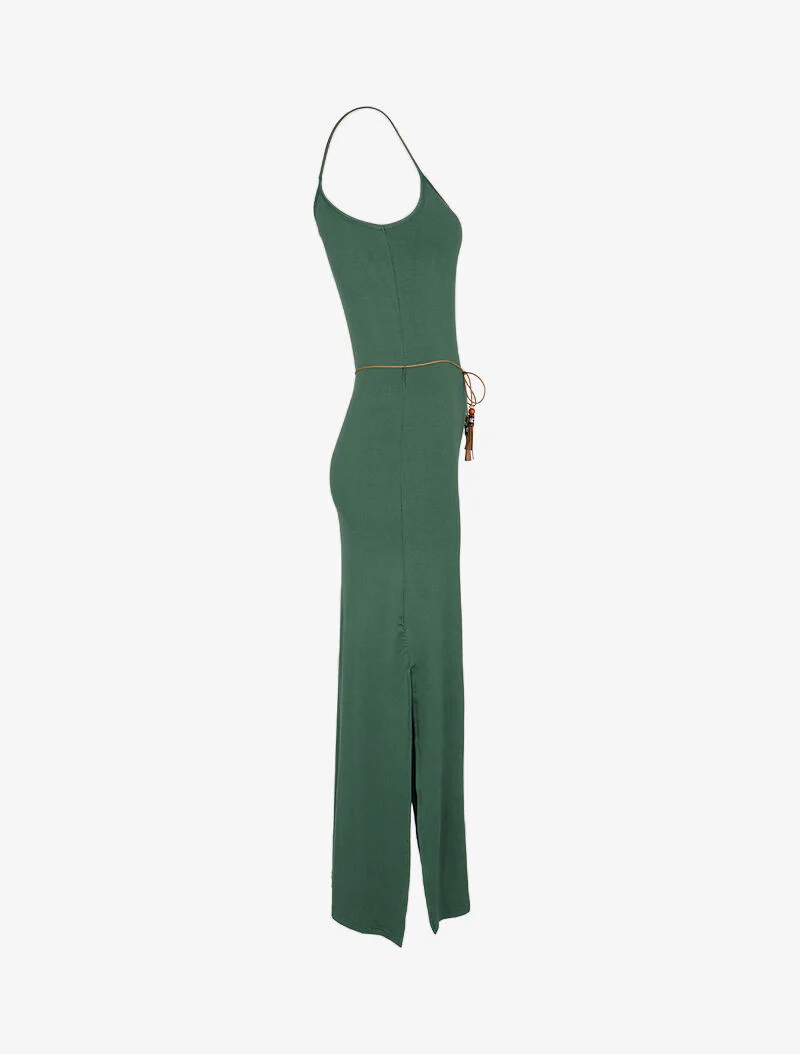 Robe à côtés fendus - vert - Image 3