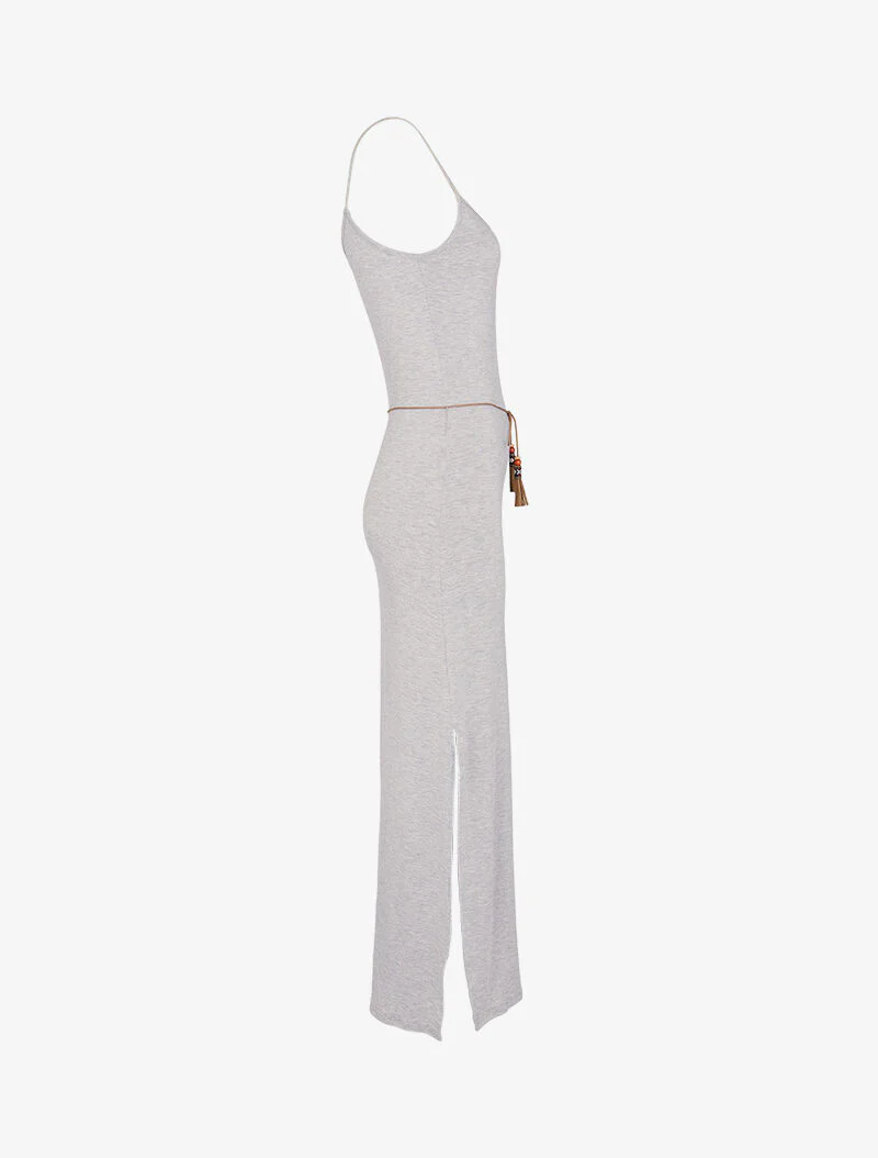 Robe à côtés fendus - gris clair - Image 3