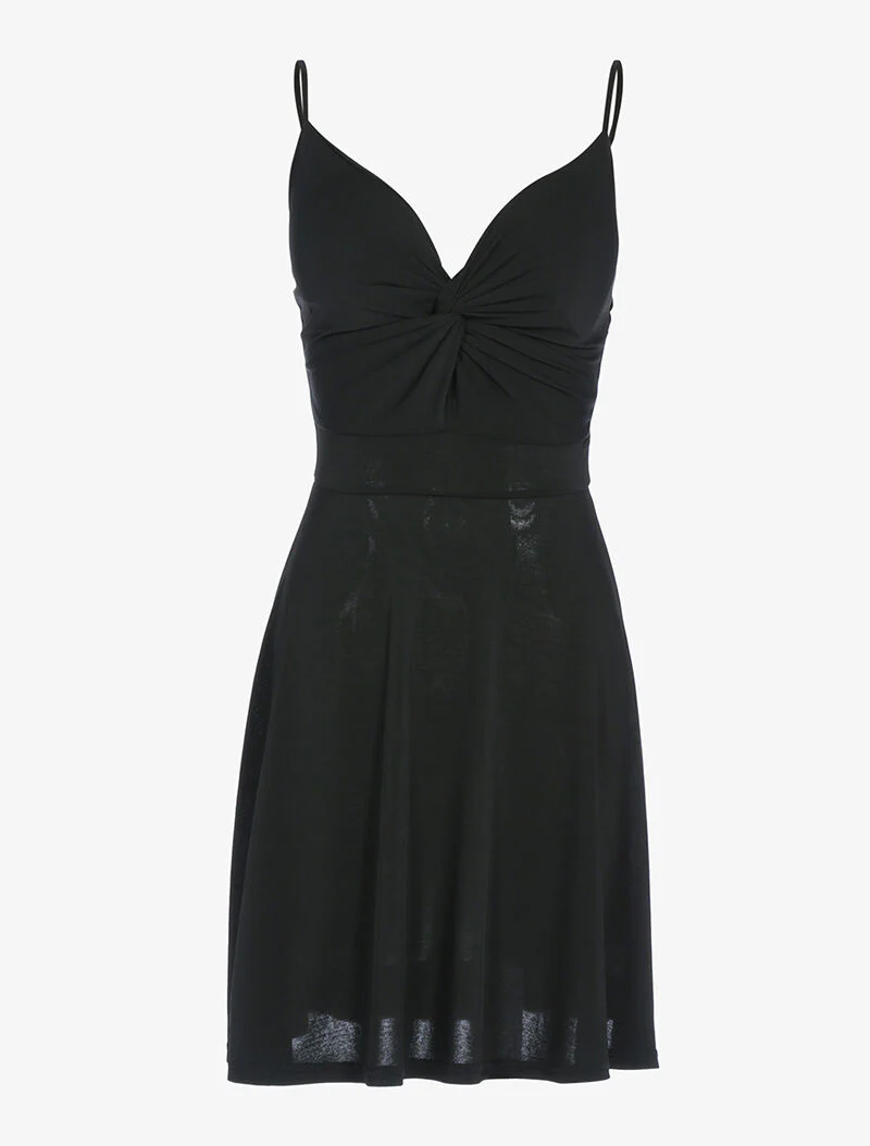 Robe à décolleté coeur torsadée - noir