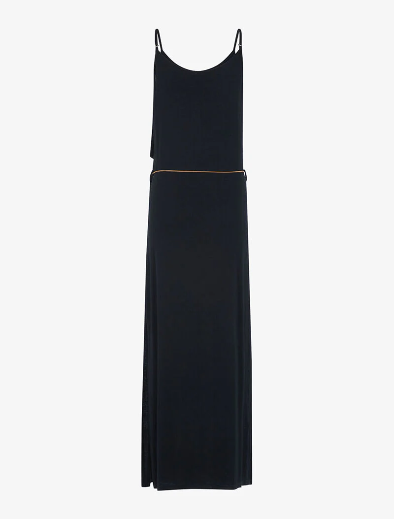 Robe à décolleté frangé - noir - Image 2
