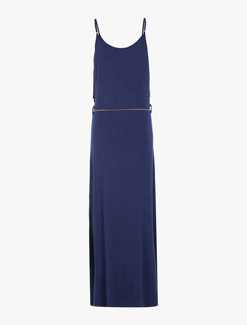 Robe à décolleté frangé - marine - Image 2