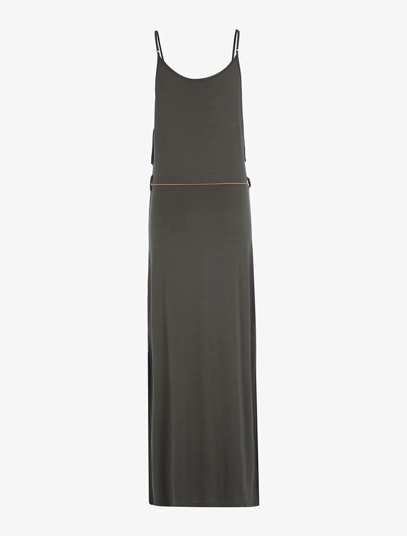 Robe à décolleté frangé - kaki - Image 2