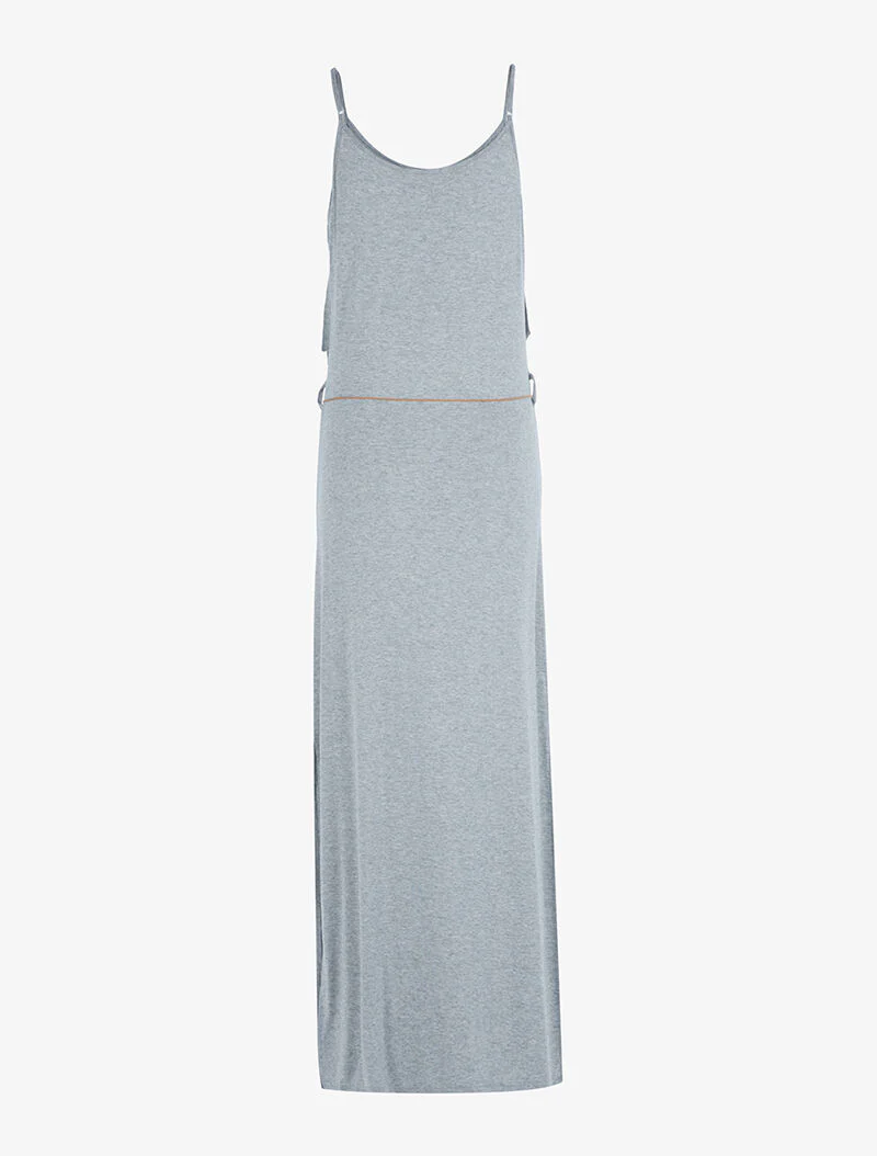 Robe à décolleté frangé - gris clair - Image 2