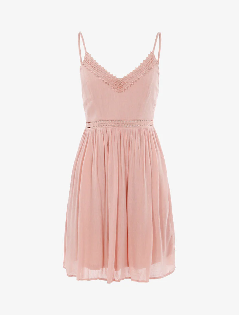 Robe à détails crochet - rose