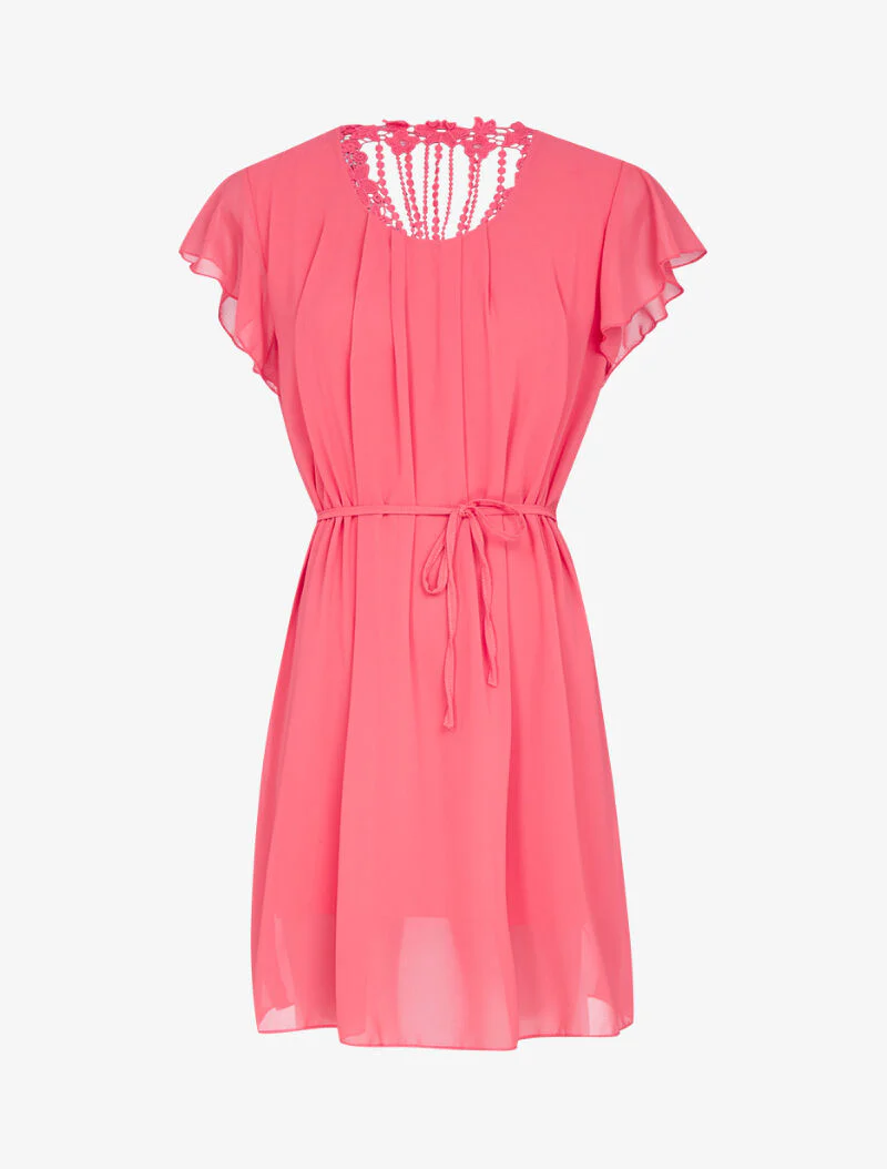 Robe à dos en crochet stylisé - corail
