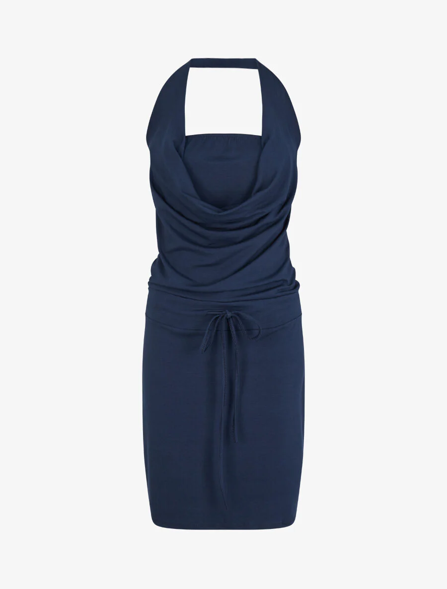 Robe à dos nu et col bénitier - Marine